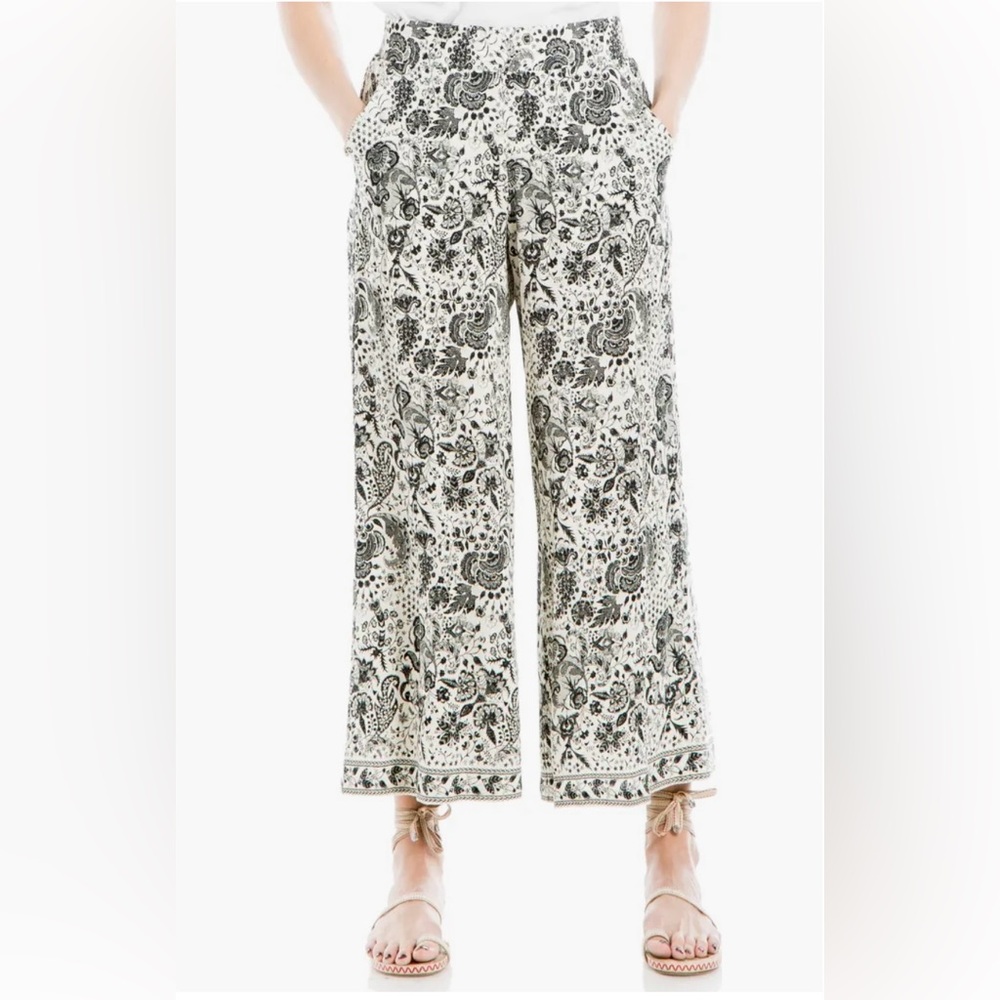 Floral Wide-Leg Crop Pants